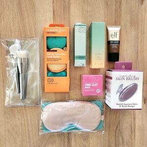 NWT $105 Skincare Makeup Beauty Bundle Lot Face Masks Cleanser Foundation Brush